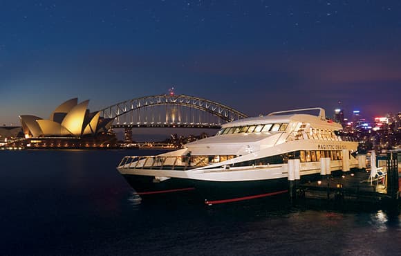 Dining out at night feels amazingly different on board Magistic dinner cruises