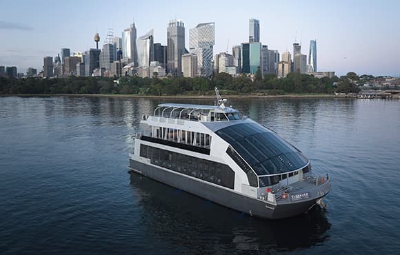 Enjoy a scrumptious lunch with 360° views of Sydney Harbour onboard clearview glassboat